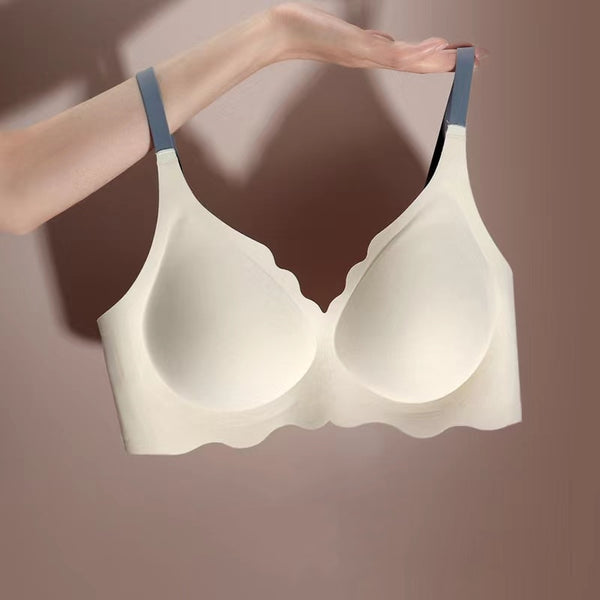 No Trace Top Women&#39;s Underwear No Steel Ring Pure Desire Comfortable Upper Support Sling Adjustable Beauty Back Bra Thin Section