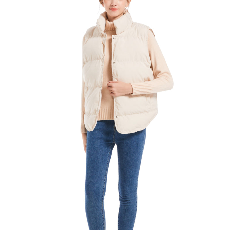 HXJJP Down Cotton Sleeveless Jackets Women Short Puffer Inflatable Vest Autumn Winter Loose Outerwear Bread Waistcoat 709
