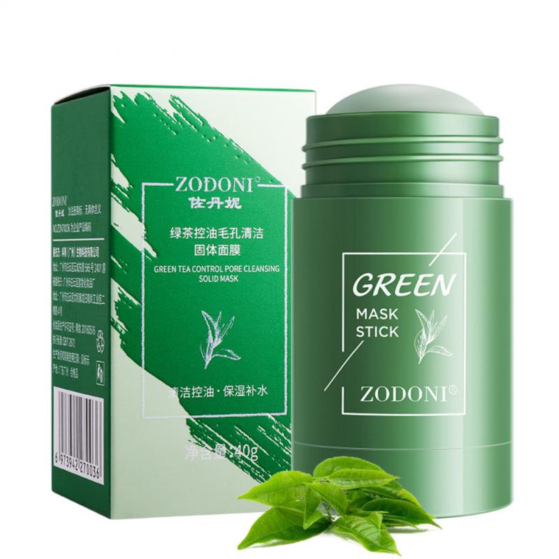 Green Tea Mask Solid Face Mask Stick Oil Control Moisturizing Cleaning Mask Acne Treatment Blackhead Remove Pores Purifying