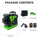 Pracmanu 12 Lines 3D Green Laser Level Horizontal and Vertical Cross Lines with 360°Auto Self-Leveling laser level 1/2 Batteries