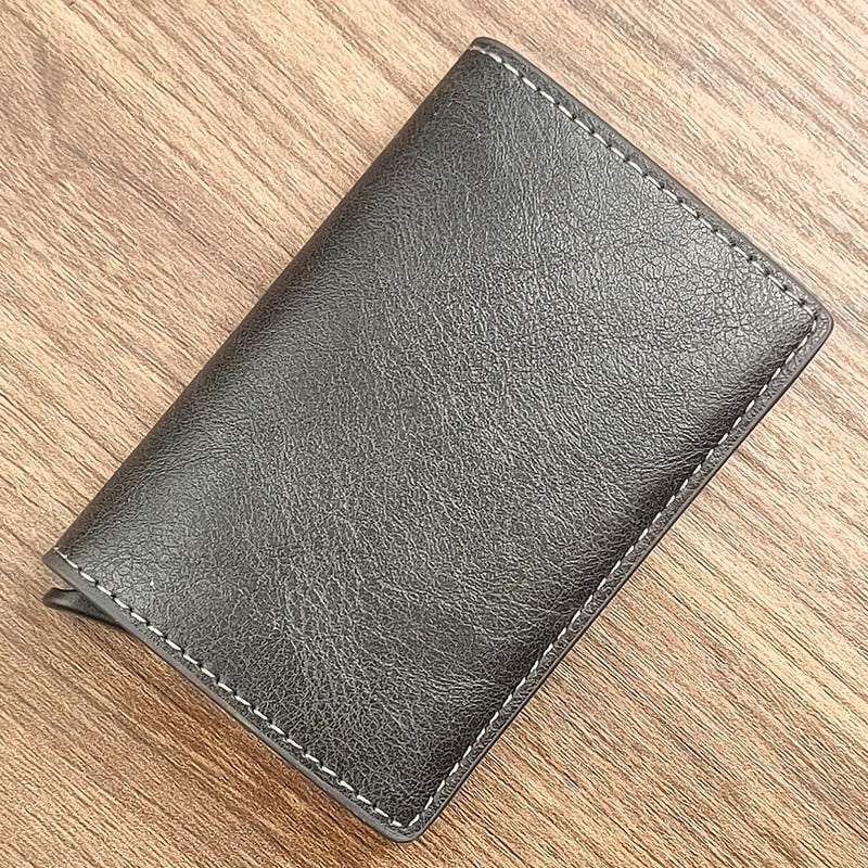 Custom Name Business Bank Credit Card Holder Men Wallet Coin Leather Wallet RFID Aluminium Box CardHolder with Money Clips Purse