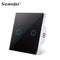 EU Touch Switch Sensor Switches No Neutral Wire Required LED Crystal Glass Panel Wall Lamp Light Switch 1/2/3 Gang AC100-240V