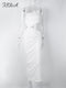 FSDA Green Beach Midi Dress Bodycon Women Hollow Out 2022 Summer White Sleeveless Backless Sexy Dresses Casual