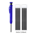 New Solid Carpenter Pencil Set Built-in Sharpener with 6 Refill Leads DeepHole Pencil Marking Tool Kit for Woodworking Architect