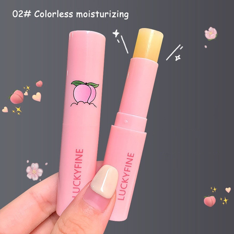 1PC Natural Peach Lip Balm Long-lasting Moisturizing Lipstick Temperature Change Color Lipstick Anti-drying Hydration Lip Care