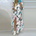 Women Boho Shirt Dress Summer Turn-down Collar Single Breasted Button Irregular Long Dress Female Sexy Letter Print Maxi Dresses
