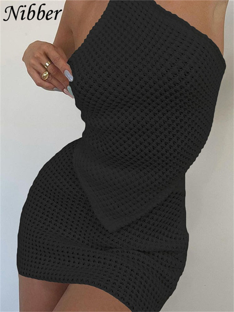 Nibber Sexy Knit 2 Two Piece Sets Women Diamond Lace Top Skinny Elastic Force Mini Skirts Suits Summer Female Club Outfits Y2K