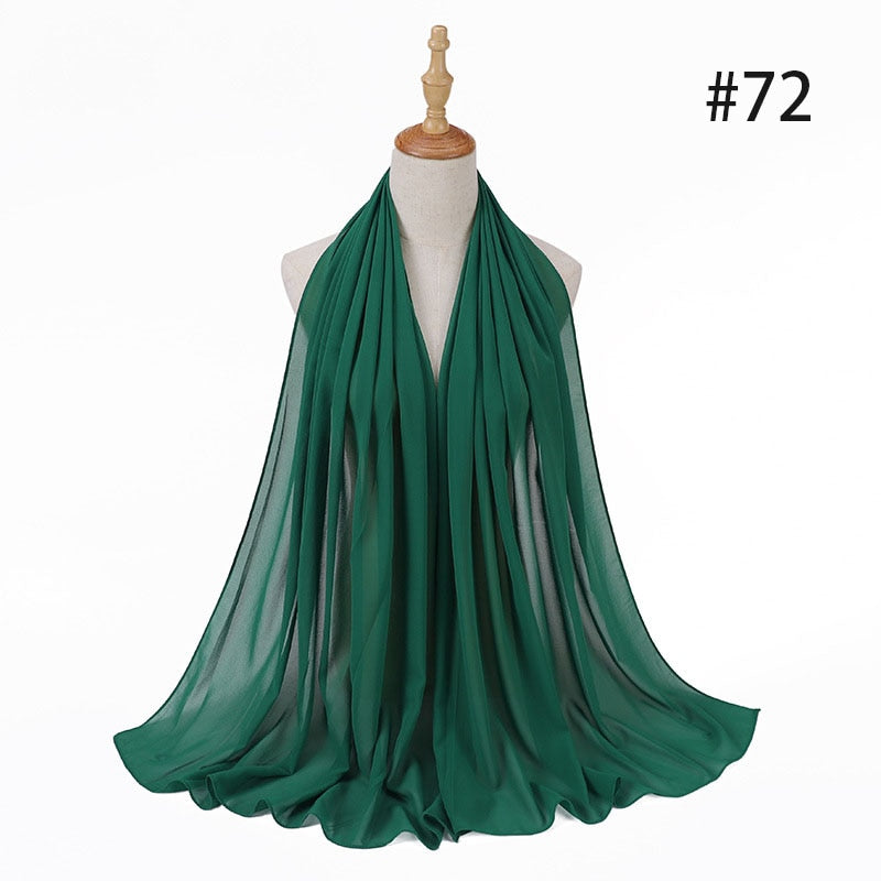 Hijab Scarf 72*175cm Plain Chiffon Scarves For Women Muslim Fasion Islam Clothing Headscarves Shawl For Ladies Headwrap Ramadan