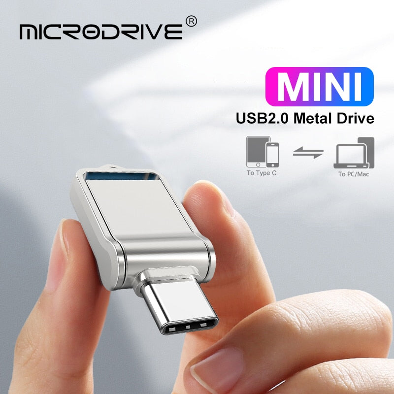 USB Flash Drive 32GB OTG Metal USB 2.0 Pen Drive Key 64GB Type C High Speed pendrive Mini Flash Drive Memory Stick