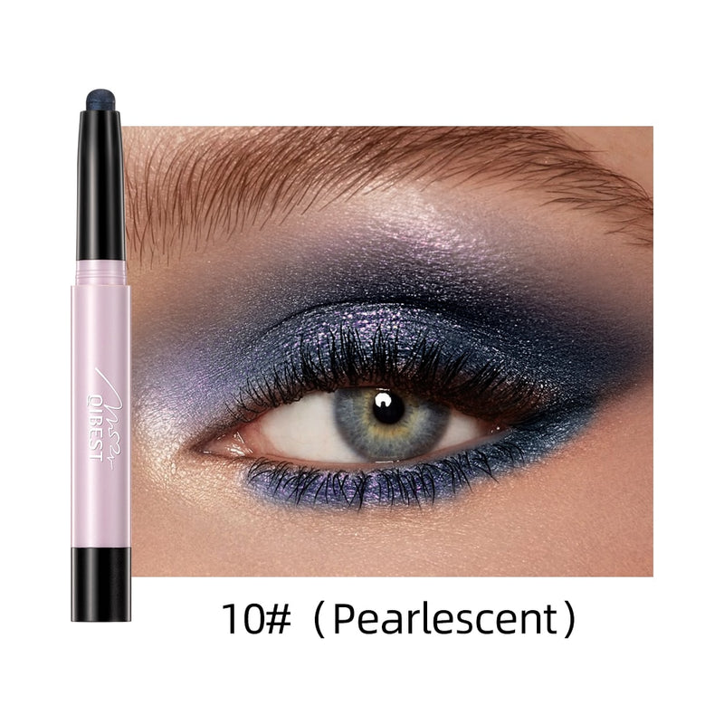 QIBEST Pearlescent Silkworm Eyeshadow Pen Lasting Waterproof Shiny Pigment Cosmetics Glitter Matte Nude Eye Shadow Pencil Makeup
