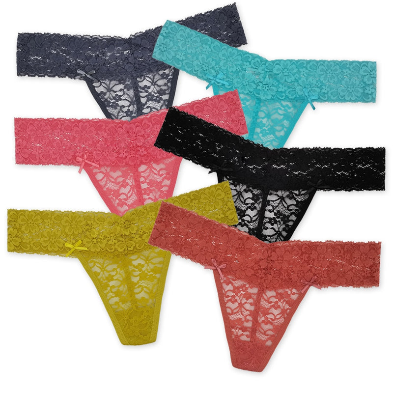 5 PCS/Set Sexy Lace Thong Women Low Waist Panties Transparent Underwear Ladies Lingere Panty Underware Womens G String 87169