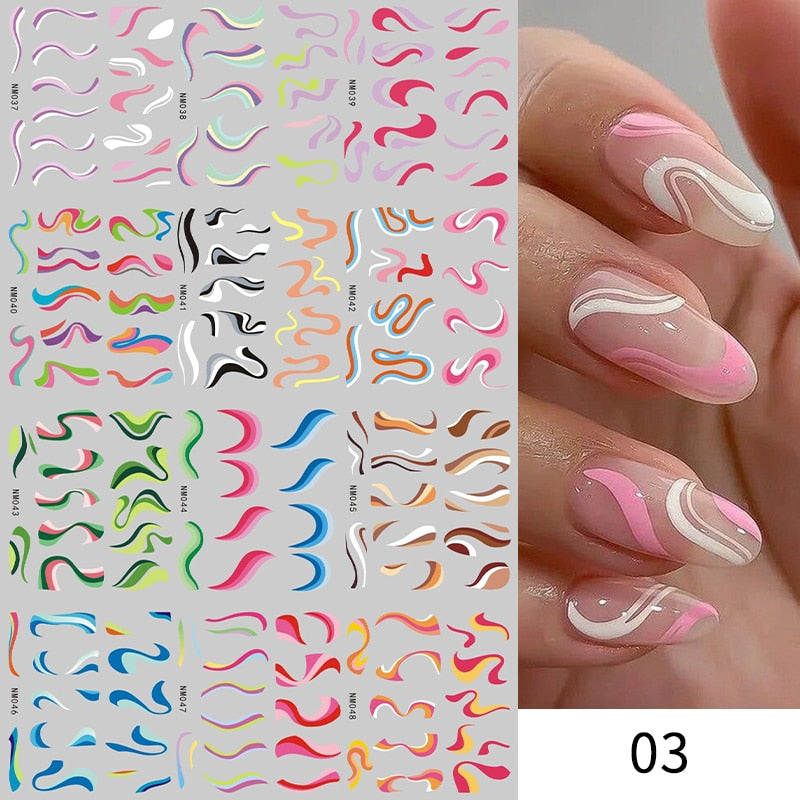 12 Designs Nail Stickers Set Mixed Floral Geometric Nail Art Water Transfer Decals Sliders Flower Leaves Manicures Decoration