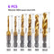 1-6pc M3 M4 M5 M6 M8 M10 Tap Drill Bits 1/4 Hex Shank Machine Hand Taps Titanium Coated HSS Drilling Tap Bits Thread Screw Tools