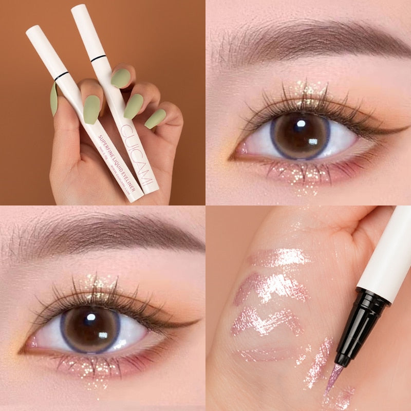 Diamond Glitter Eye Liner Pencil Eye Makeup Highlighter Waterproof Pearl White Brighten Silkworm Shadow Liquid Eyeliner Pen