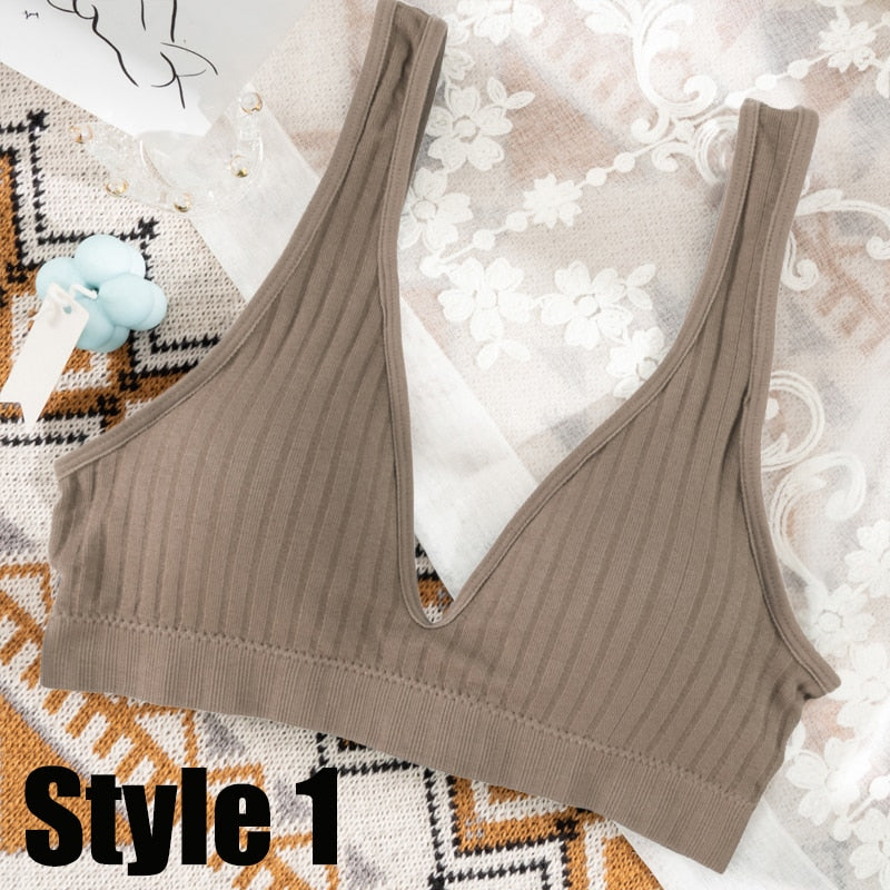 Seamless Bra Sports Bras For Women Plunge Brassiere Top Female Backless Deep V Sexy Lingerie Women Underwear Rib Bralette