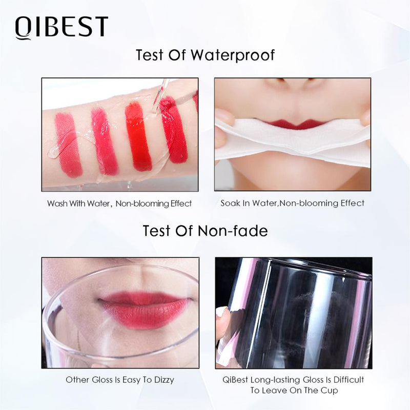 QIBEST Brand 34 Colors Liquid Lipstick Waterproof Matte Nude Lipstick Pigment Red Long Lasting Lip Gloss Women Makeup Lipgloss