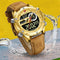 NAVIFORCE Luxury Gold Watches For Men Casual Sports Chronograph Alarm Quartz Wrist Watch Leather Waterproof Digital Clock 9163