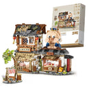 New LOZ Creative Sea Fish Food House Model Building Block MOC Retail Store With Figure Dolls Bricks Sets Boys Toys Kids Gifts