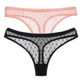 2PCS/Set Lace Sexy G-String Thongs Transparent Women&#39;s panties Low-Waist Female Underpants Mesh Perspective Briefs Lingerie M-XL
