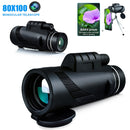 80X100 Hd Monocular Telescope 8000M Long Range Zoom Bak4 Prism Telescope with/without Tripod Phone Clip Hunting Outdoor Camping