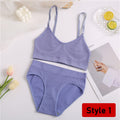 2PCS/Set Women Seamless Bra Panties Set Sexy Stretch Sport Bra Thong Briefs Style Panty Bralette Crop Top Intimates Lingerie Set