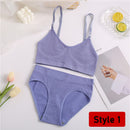 2PCS/Set Women Seamless Bra Panties Set Sexy Stretch Sport Bra Thong Briefs Style Panty Bralette Crop Top Intimates Lingerie Set