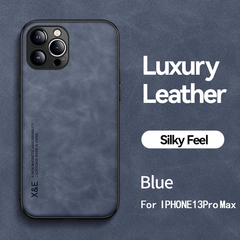 Ultra-thin Silky Feel Magnetic Phone Case For iPhone 13 11 12 14 Pro Max XS XR X 7 8Plus Luxury Texture Leather Protection Case