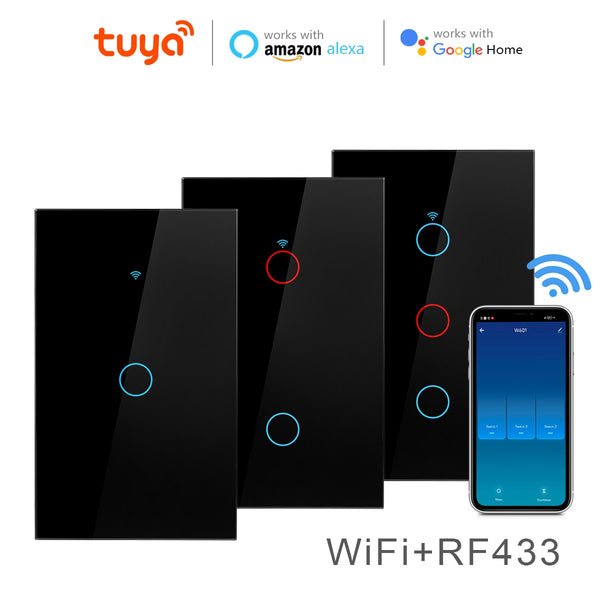 Tuya Smart Switch WiFi Touch Sensor Wall Light Switches 110V/220V NO Neutral Wire Need Voice Control Support Alexa Google Home