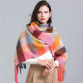 2022 New Women Plaid Scarf Winter Pashmina Shawls Cashmere Thick Wraps Lady Tassel Warm Scarves Rainbow Hairy Bufanda