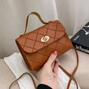 2022 new Lingge fashion embossed hand messenger small square bag handbags  purses and handbags  bags for women