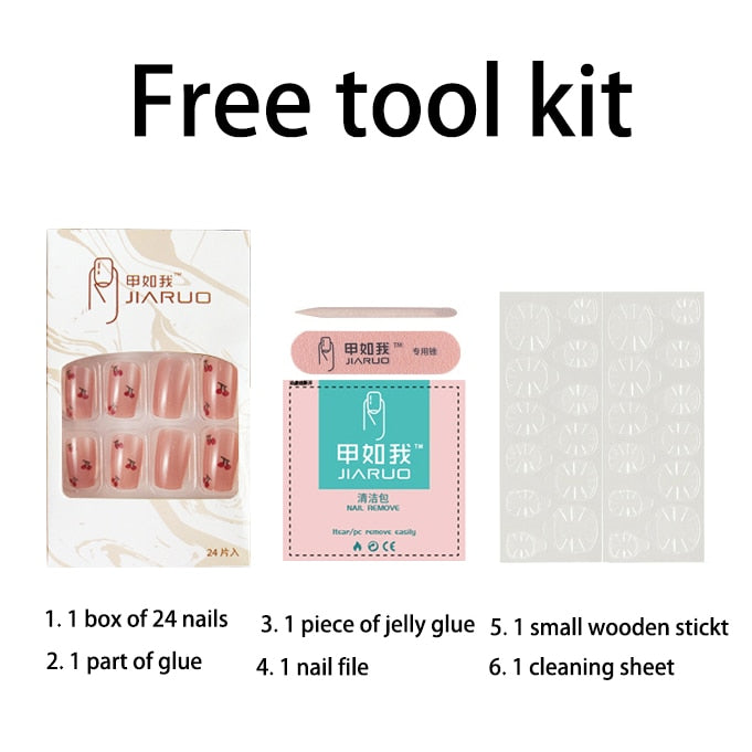 Fake Nails Art Nail Tips Press on False with Designs Set Full Cover Artificial Short Packaging Kiss Display Clear Tipsy Stick