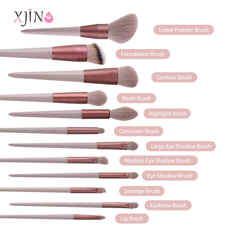 XJING 13pc Makeup Brushes Set Make Up Concealer Blush Cosmetic Powder Brush Eyeshadow Highlighter Foundation Brushes Beauty Tool