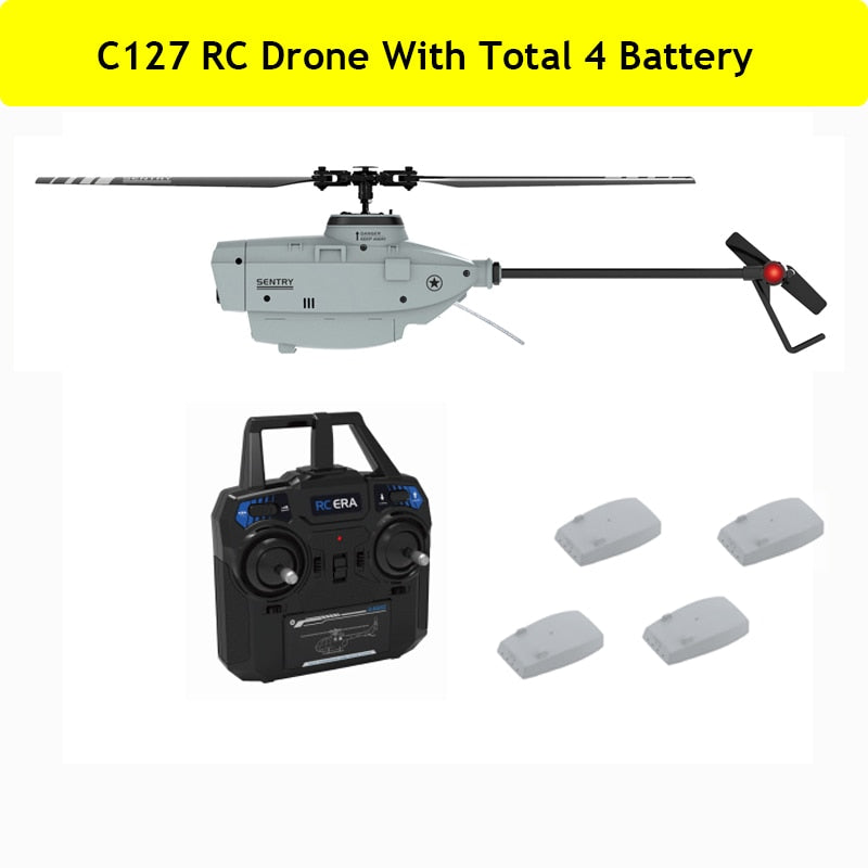 C127 2.4GHz RC Drone 720P Camera 6-Axis Wifi Sentry Helicopter Wide Angle Camera Single Paddle Without Ailerons Spy Drone RC Toy