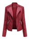 Autumn Winter Pu Faux Leather Jackets Women Long Sleeve Zipper Slim Motor Biker Leather Coat Female Outwear Tops