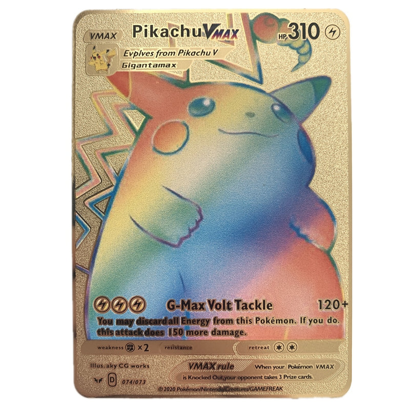 Newest Pokemon Vmax V GX EX Shiny Gold Metal Card PV French Game Tag Team Fighting Ordering Series Child Christmas Gift