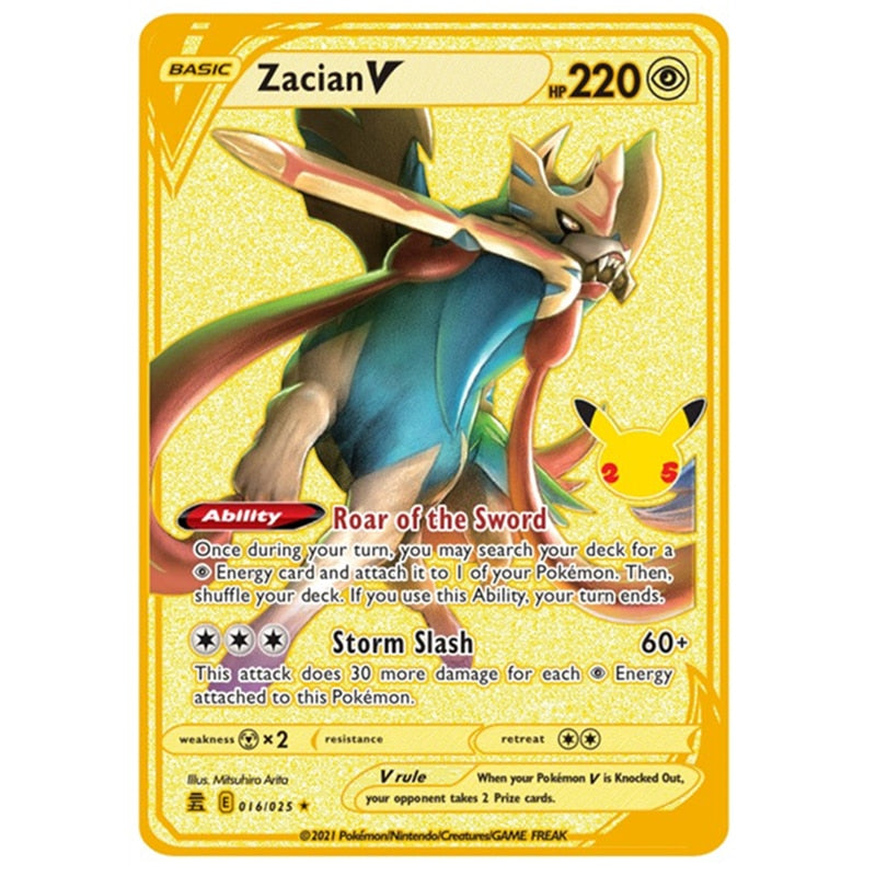 Newest Pokemon Vmax V GX EX Shiny Gold Metal Card PV French Game Tag Team Fighting Ordering Series Child Christmas Gift