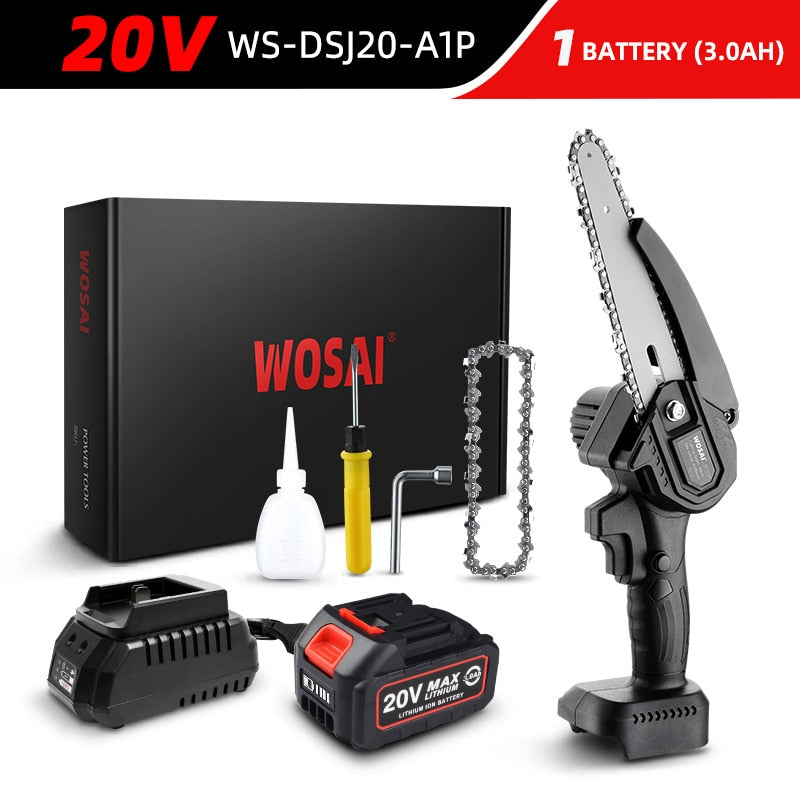 WOSAI 20V Brushless Saw 6 Inch Handheld Pruning Chain Saw Portable Mini Electric Saw Woodworking Cutting Tools MT-Series
