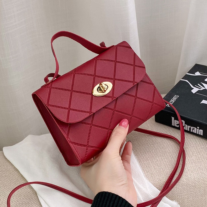 2022 new Lingge fashion embossed hand messenger small square bag handbags  purses and handbags  bags for women