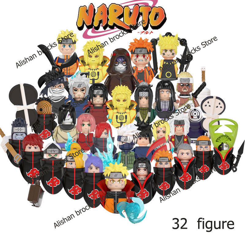 Naruto Sasuke Kakashi Akatsuki bricks Building Blocks Anime cartoon Mini Action Figures Heads Assembly Toys kids Christma Gifts