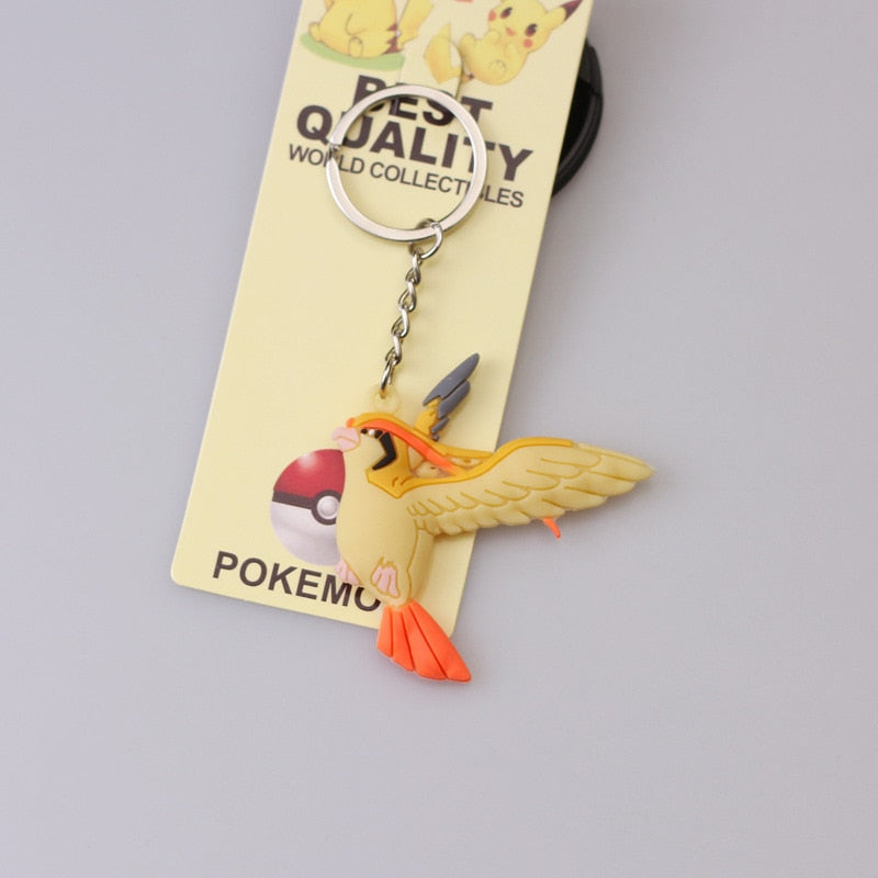 Pokemon Anime Marowak Abra Gengar Ponyta Porygon Alloy Silicone Keychain Accessories Pendant Bag Key Ring Pendant Birthday Gifts