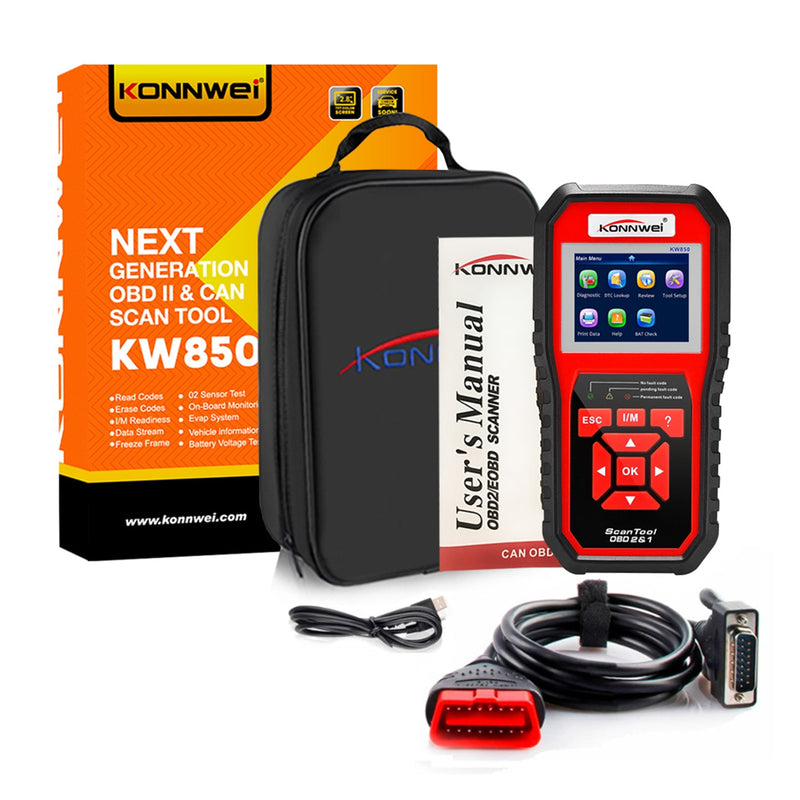 KONNWEI KW850 Car OBD2 Scanner Professional Car Diagnostic Scanner Tools OBD 2 Check Engine Check Automotive Code Reader Battery