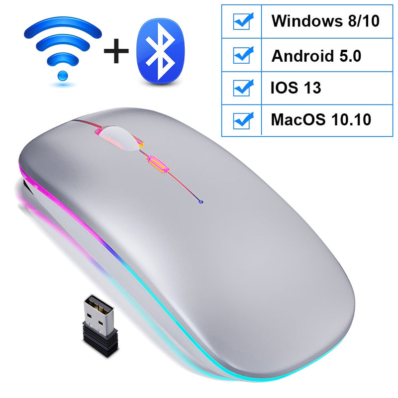 Rechargeable Wireless Mouse Computer Bluetooth Mouse Ergonomic Usb Mouse Silent Mause With Backlight RGB Mice For Laptop PC ipad
