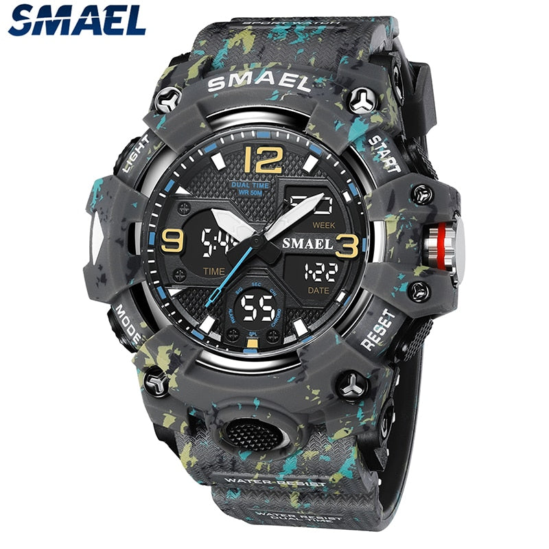 Sport Watch Military Watch For Men Alarm Clock Stopwatch LED Digital Back Light Dual Time Display 8008 Men&