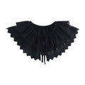 Royal Style Cotton Fake Collar Shawl Wrap Hollow Out Floral Lace Ruffled Trim Necklace Pointed Triangle Lapel Blouse