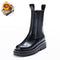 CXJYWMJL Plus Size Genuine Leather Women Chelsea Boots Elastic Band Platform Chimney Boot Ladies Autumn Booties Winter Warm Shoe