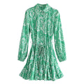 2022 Fashion Women Pleated Dress Party Drawstring Dresses Long Sleeve Female Street Outfit Floral Printed Elegant Casual Summer