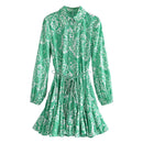 2022 Fashion Women Pleated Dress Party Drawstring Dresses Long Sleeve Female Street Outfit Floral Printed Elegant Casual Summer