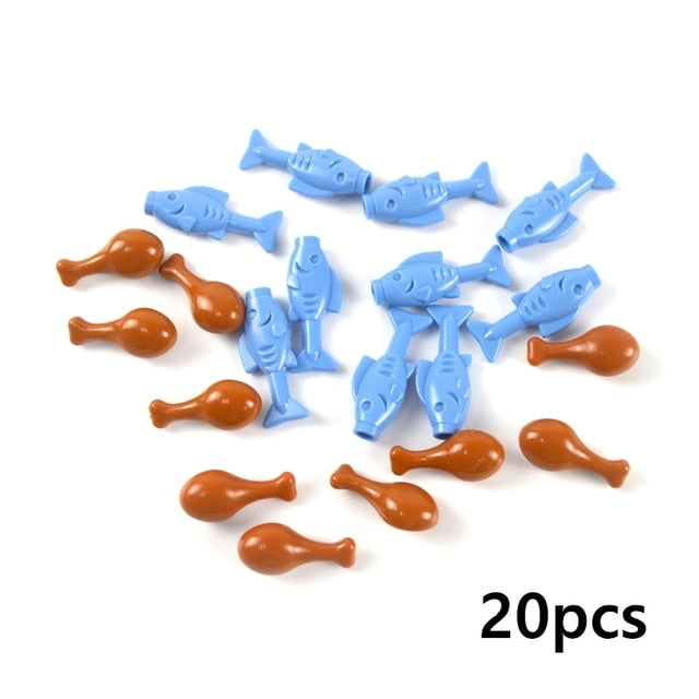 Food Building Blocks City Friend Accessories Bread Chips Roast Chicken Pizza Hot Dog Fish Fruit Carrot Basket Classic DIY Bricks