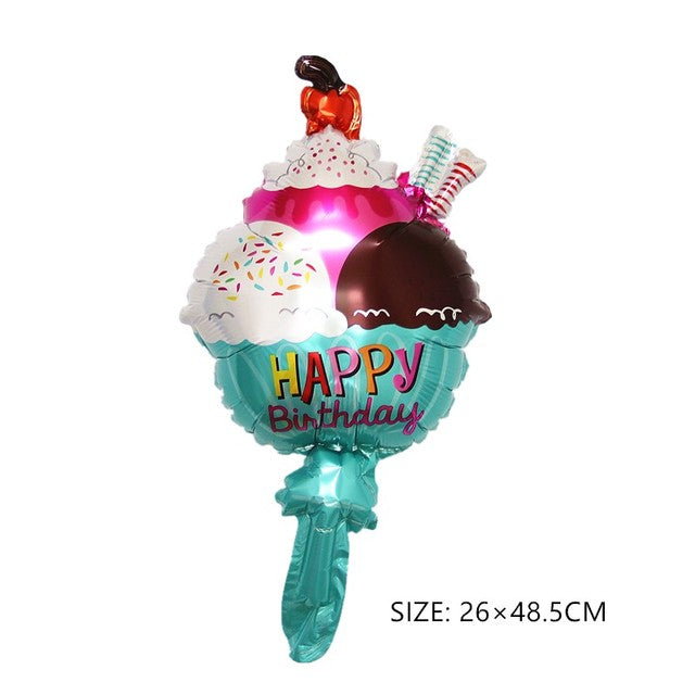 Small Large Ice Cream Pizza Burger Balloon Toy Hot Dog Donut Aluminum Film Balloon Happy Birthday Party Decoration Balloon Mini