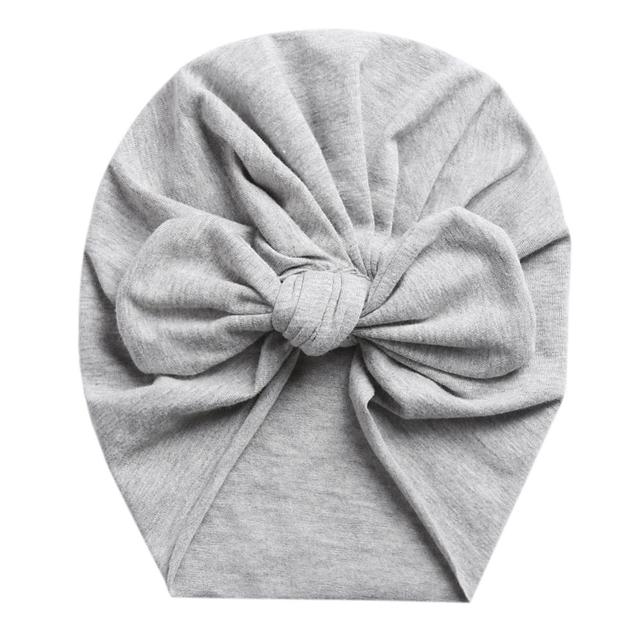 Solid Baby Cotton Beanies Cute Bear Ear Bowknot Turban Hats Sweet Soft 0-4T Elastic Caps for Newborn Baby Boy Girls Headwraps